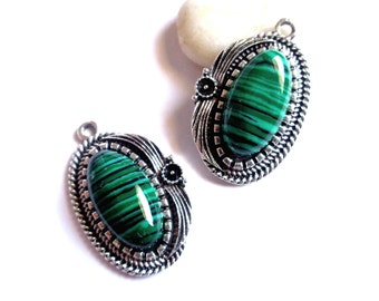 10 pcs Ø 8 mm Pierre Malachite Perles-Vert avec Rayures Motif