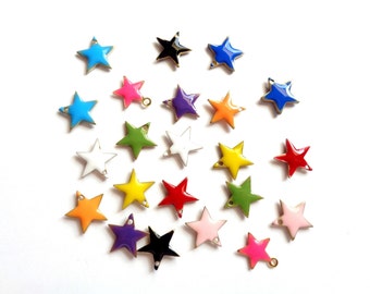 2 sequins charms ETOILE, émaillés double face, 9 tons au choix, 12x11mm - 2 enameled sequins charms, star shaped, 9 tones