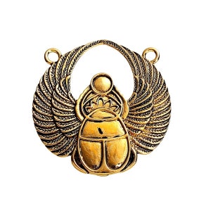 Large KHEPER SCARAB connector pendant, ancient Egypt (*), old gold, 42x41mm - 1 Large Egyptian scarab connector pendant antique gold