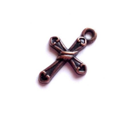 ☆CARLYN☆ Heart and Ribbon Charm 5colors 4 CROSS Charms With Little Hearts, Antique Copper Tone Metal