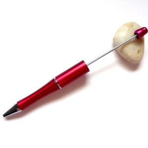 Stylo à décorer de perles - acrylique rouge foncé / métal argenté - encre noire - rétractable