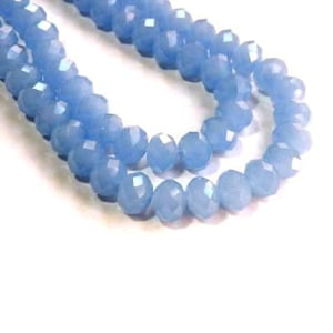50 o 100 mini perle di abaco 3*2 mm, BLU opalescente, vetro sfaccettato - 50 o 100 perle di vetro sfaccettate blu fiordaliso opalescente