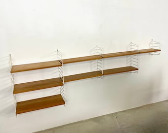 vintage String Regal | Nisse Strinning | made in sweden | danish modern 1970s  | elm wood | wall unit shelve system wandregal Regalsystem