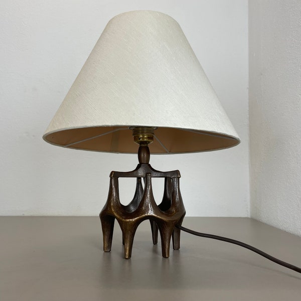 unieke 3,4 kg Brutalistische moderne bronzen tafellamp, Michael Harjes, Duitsland jaren 1960 | moderne STILNOVO uit het midden van de eeuw | Deense moderne art deco