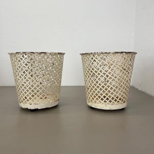 Set of Two Flower Pot Plant Stands Vases by Mathieu Mategot Attr., France 1950 | midcentury modern MATEGOT | danish modern art deco