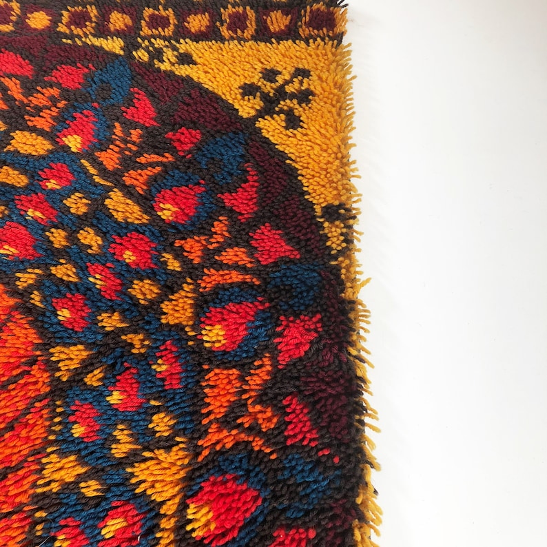 70s Rya Rug Vintage Peacock RYA Rug by EGE RYA Taepper Deluxe, Denmark 70s ...