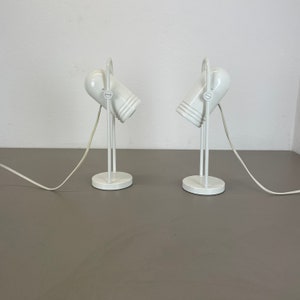 Pair (set of 2) Vintage German White metal table Lights by Rolf Krüger for Heinz Neuhaus Leuchten, 1970s |  midcentury modern | space age