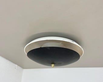 unique round metal Gino Sarfatti Style Ceiling Wall Light Flushmount Italy 1950s