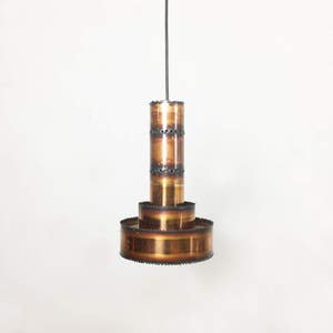Danish BRUTALIST metal  Hanging Light by  Sven Aage Holm Sorensen, Denmark 1960s | midcentury modern STILNOVO | danish modern art deco