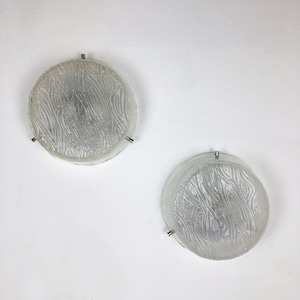 Set of Two Huge Ice Glass Wall Ceiling Light Sconces Kalmar Style, Germany 1970s  SCONCE Sputnik Space age | midcentury modern