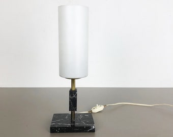 rare original vintage hollywood regency marble table light with opal shade, Italy 1950s | midcentury modern | interior