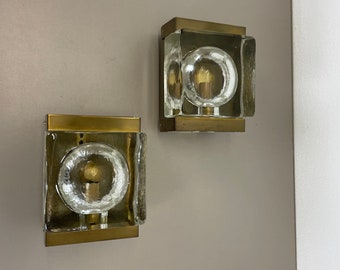 Set of 2 Original CUBIC Brass Glass Wall Sconce Space Age by VITRIKA Lights, Denmark 1960s |  danish modern | midcentury modern | eames