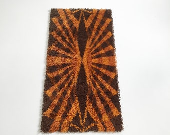 vintage 70s danish RYA rug Flower Power  modernist  | mid century modern eames 70s op art shag loft retro mod rug | wool pop design