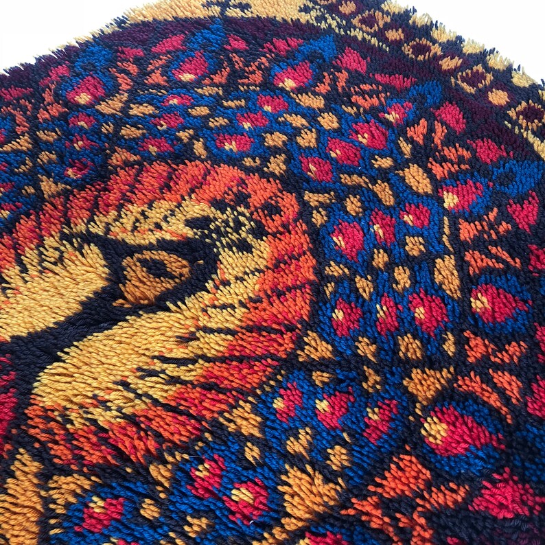 70s Rya Rug Vintage Peacock RYA Rug by EGE RYA Taepper Deluxe, Denmark 70s ...