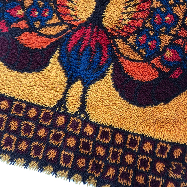 70s Rya Rug Vintage Peacock RYA Rug by EGE RYA Taepper Deluxe, Denmark 70s ...