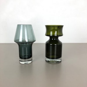 Conjunto de 2 vasos de vidro de Tamara Aladin para Riihimaen Lasi Oy, Finlândia, década de 1970, era espacial | moderno de meados do século