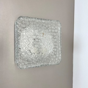 heavy textured BUBBLE Glass Wall Light Flushmount by Hustadt Lights, Germany, 1970s | SPACE AGE danish modern | midcentury modern | eames