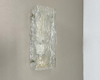 Vintage Murano Ice Glass Metal Wall Light by Kaiser Leuchten, Germany 1970s | midcentury modern STILNOVO | danish modern art deco