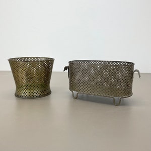 Set of two brass Flower Pot Plant Stands by Mathieu Mategot Attr., France 1950s | midcentury modern MATEGOT | danish modern art deco