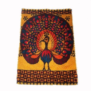 vintage Peacock RYA Rug by EGE RYA Taepper deluxe, Denmark 70s modernist | mid century modern eames era 70s op art shag loft  | pop art