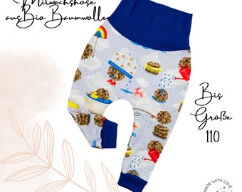 Organic pump pants "Cookies in the rain blue" baby toddler children boys many sizes children's pants wax pants gift for a birth birthday