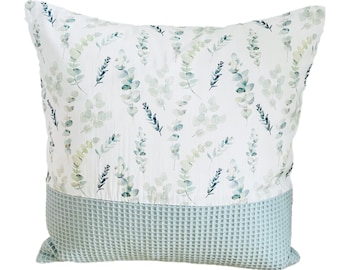 Cushion cover "Eucalyptus Waffle Pique Green White" many sizes cushion cover for cushions 100% cotton BW decorative cushion flower