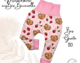 Organic pump pants "Strawberry Cookies Pink" baby toddler children girls many sizes children's pants wax pants summer pants, gift child birthday