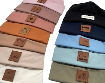 Bio Kindermütze Übergangsmütze Babymütze Beanie Personalisiert aus Jersey Einfarbig Junge Mädchen Baby Kleinkind Mütze Geschenk Geburtstag