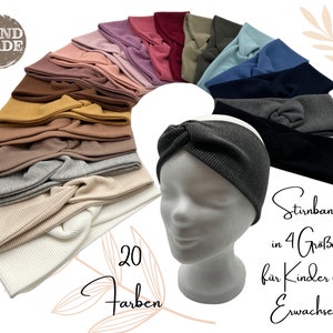 Knoten Stirnband in 20 Farben für Kinder & Erwachsene Haarband Turban Damen Haarband Damenstirnband Mädchenhaarband aus Rib Jersey Bild 1