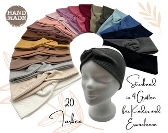 Knoten Stirnband in 20 Farben für Kinder & Erwachsene Haarband Turban Damen  Haarband Damenstirnband Mädchenhaarband aus Rib Jersey