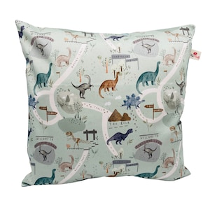 Organic children's cushion cover "Dinos on Mint" 40 x 40 cm cushion cover for pillows 100% cotton BW boys dinosaurs
