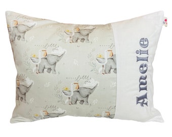 Pillow cover "Hello little one gray" with name name pillow 30 x 40 cm pillow case for pillow 100% cotton gift birth boys neutral