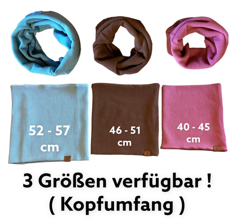 Loop Schal Babys Kleinkind Kinder 3 Größen 20 Farben zur Auswahl aus Rippjersey oder mit warmer Fleece Fütterung Frühling Winter Kinderschal Bild 4