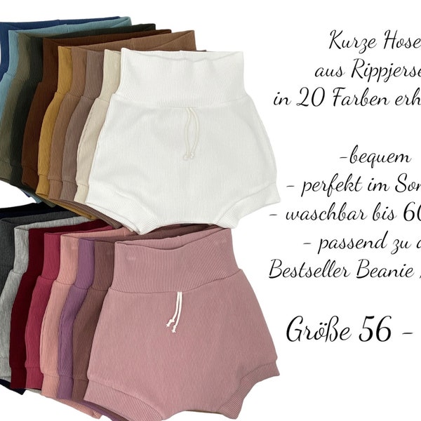 Kurze Hose für Kinder aus Rippjersey Sommerhose 20 Farben Mädchen Junge Baby Kleinkind, Geschenk Ostern, Geschenk geburt