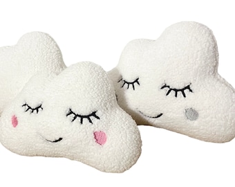 Wolkenkissen Gesicht Kissen Wolke Teddyplüsch Kinderzimmer Weiß Flauschig Deko Jungen Mädchen