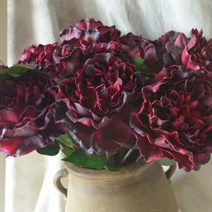 Dark Burgundy Peonies, Real Touch PU Flowers, DIY Silk Wedding, Bridal Bouquets, Wedding Table Centerpieces image 2