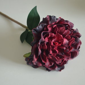 Dark Burgundy Peonies, Real Touch PU Flowers, DIY Silk Wedding, Bridal Bouquets, Wedding Table Centerpieces image 1