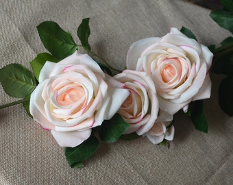 Blush Peach English Garden Roses Real Touch Silk Large Roses Spray DIY Wedding Centerpieces Silk Bouquets