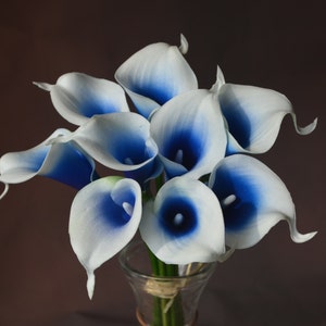 Royal Blue Picasso Calla Lilies Real Touch Flowers DIY Silk Bridal ...