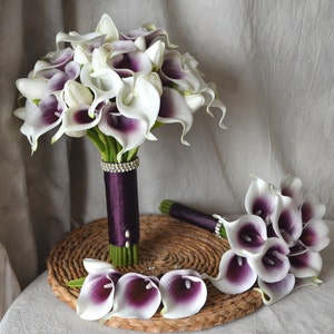 Purple Picasso Calla Lilies White Tulips Real Touch Flowers Bridal ...