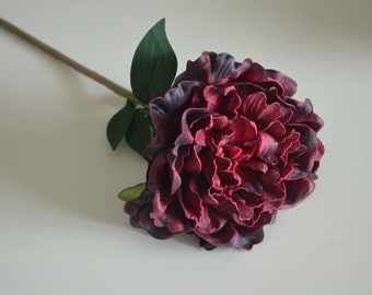 Dark Burgundy Peonies, Real Touch PU Flowers, DIY Silk Wedding, Bridal Bouquets, Wedding Table Centerpieces