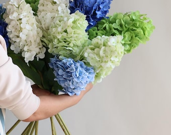 29" Faux Cone Hydrangea Real Touch Flowers Stem, Luxury Realistic Artificial Flowers, DIY Floral/Wedding/Home/Kitchen Decors, Holiday Gifts
