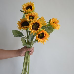 23.6 Real Touch Faux Sunflowers, Artificial Sunflowers, Fake Sunflowers Centerpieces, DIY Floral, Wedding/home Decorations imagem 1