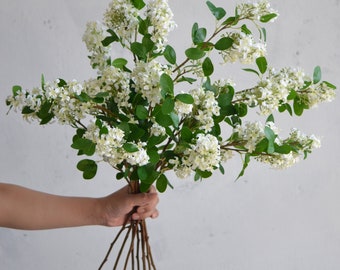 28" Cream Fake Lilacs Flower Branch, Faux Spring Flower Stem,| Centerpieces | Floral | Wedding/Home Decoration | Gifts