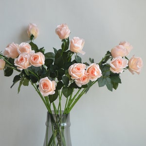 Real Touch Rose Stem - Peach Champagne, 25" Faux Floral