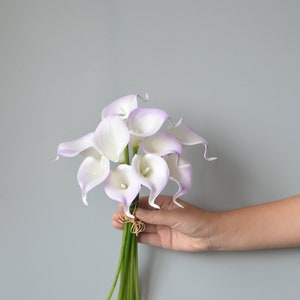 10 Lilac Calla Lily Stems Real Touch Flowers DIY Silk Wedding Bouquets ...