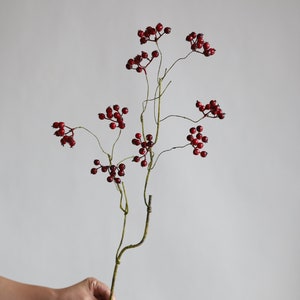 29&quot; Faux Cranberry Branch, Decorative Cranberry Stem, Minimalist Style, High Quality Artificial Plant, Office/Wedding/Home Decoration/Gifts