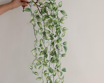 43" Faux Tradescantia Zebrina: Artificial Hanging Plant