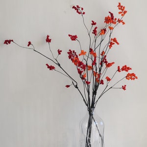 37 &quot;Faux Red / Orange Beerenzweig, dekorativer Beerenstamm, minimalistischer Stil, hochwertige künstliche Pflanze, Büro- / Hochzeits- / Heimdekorationen