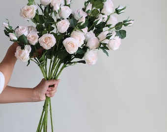 Äkta blush rosstjälk, konstgjord bröllopsblomma, gör-det-själv blomsterdekor